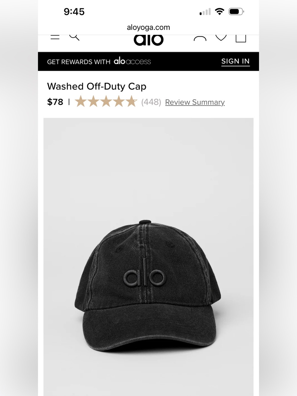 Alo Washed Off- Duty Baseball Cap